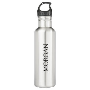 Personalize Name, Black Text, Vertical Stainless Steel Water Bottle