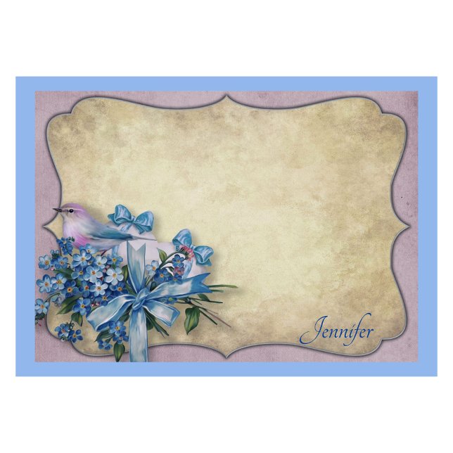 Personalize Name Bluebird Forget-Me-Knots Post-it Notes (Creator Uploaded)