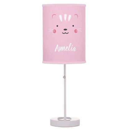 Personalize name blush pink cat lamp