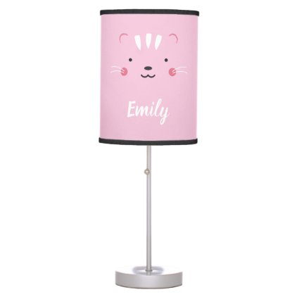 Personalize name blush pink cat lamp