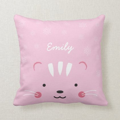 Personalize name blush pink kitty cat pillow