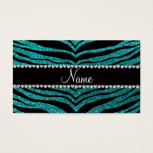 Personalize name bright aqua glitter tiger stripes (Front)