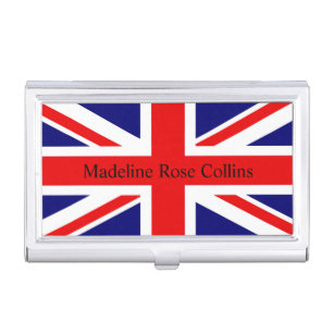 Personalize name British flag - the Union Jack Business Card Case