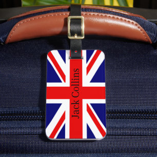 Personalize name British flag - the Union Jack Luggage Tag