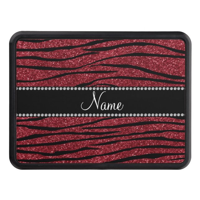 Personalize name burgundy glitter hitch cover (Front)