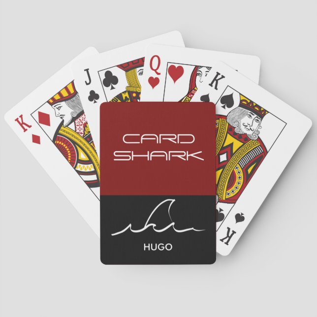 Personalize Name Card Shark Playing Cards, Game On (Back)