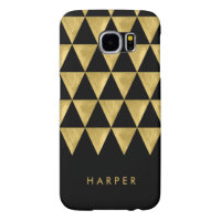 Personalize Name Chic Black Triangle Geometric Samsung Galaxy S6 Case