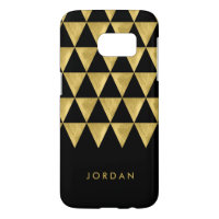Personalize Name Chic Black Triangle Geometric Samsung Galaxy S7 Case