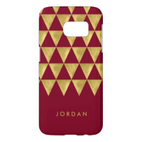 Personalize Name Chic Burgundy Triangle Geometric Samsung Galaxy S7 Case