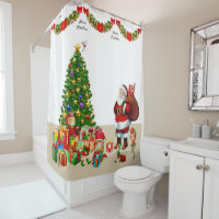 Personalize Name Christmas Santa and Elves Shower 