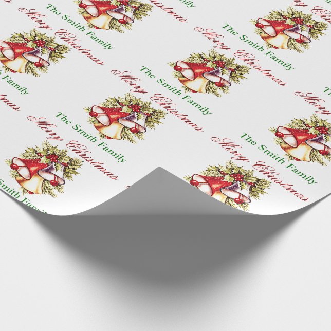 Personalize Name Christmas Tree Bells Paper (Corner)