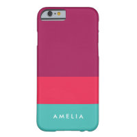 Personalize Name Color Block Purple Pink Turquoise Barely There iPhone 6 Case