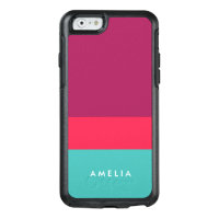 Personalize Name Color Block Purple Pink Turquoise OtterBox iPhone 6/6s Case