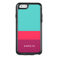 Personalize Name Color Block Turquoise Pink Purple OtterBox iPhone 6/6s Case
