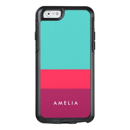 Personalize Name Color Block Turquoise Pink Purple Otterbox Iphone 6/6