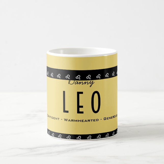 Personalize Name-Color LEO Birthday Zodiac Coffee Mug (Center)