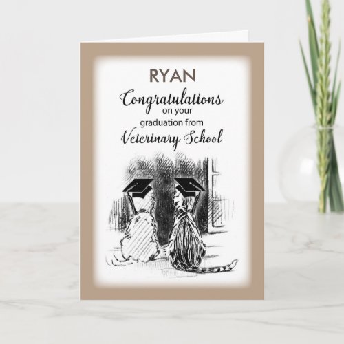 Personalize Name Congratulations on Veterinary  Gr Card