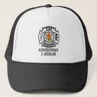 Personalize Name Cool Mesh Black Firefighter Trucker Hat