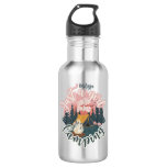 Personalize name cute aesthetic girl camping  stainless steel water bottle