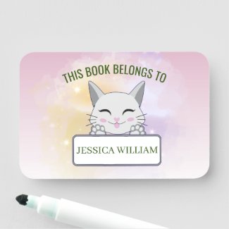 Personalize Name Cute Cat, Back To School Name Tag