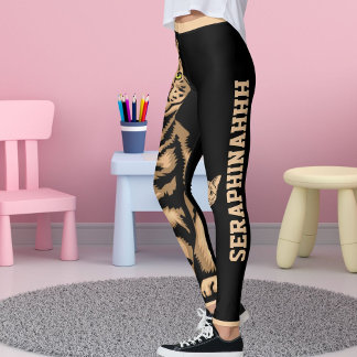 Personalize Name Cute Cat Pet Animal Striped Black Leggings