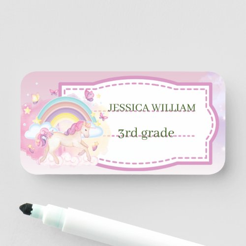 Personalize Name Cute unicorn Back To School  Nam Name Tag