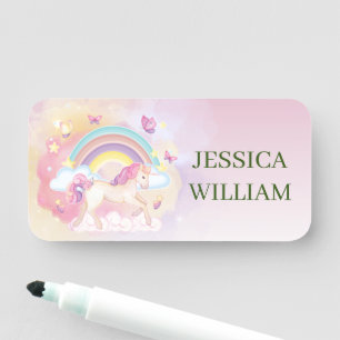 Personalize Name Cute unicorn, Back To School Tag