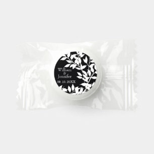 Personalize Name, Date Elegant Black & White leave Life Saver® Mints