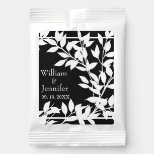 Personalize Name, Date Elegant Black & White leave Margarita Drink Mix