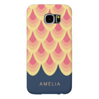 Personalize Name Elegant Blue Blush Pink Geometric Samsung Galaxy S6 Case