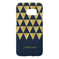 Personalize Name Elegant Blue Triangle Geometric Samsung Galaxy S7 Case