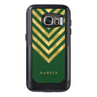 Personalize Name Elegant Green Geometric Chevron OtterBox Samsung Galaxy S7 Case