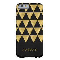 Personalize Name Faux Gold Triangle Black Barely There iPhone 6 Case