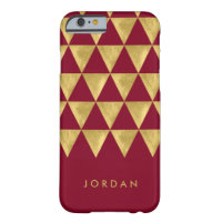 Personalize Name Faux Gold Triangle Burgundy Barely There iPhone 6 Case