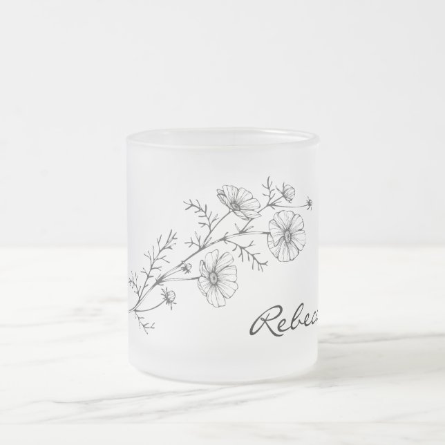 Personalize Name Floral Frosted Mug (Center)