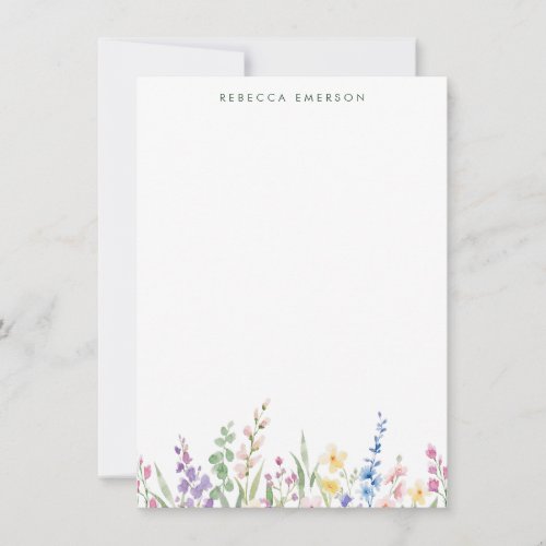 Personalize Name & Floral Stationery Note Card