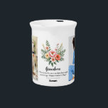 Personalize Name Florals Granma Gift Black Combo Beverage Pitcher<br><div class="desc">Celebrate love, memories, and personal style with our custom floral pitcher – the perfect blend of elegance and sentiment. This beautifully designed pitcher features delicate floral artwork wrapping the outside, your favorite meaningful quote, and personalized name text that adds a heartfelt touch. Add a cherished family photo to make it...</div>