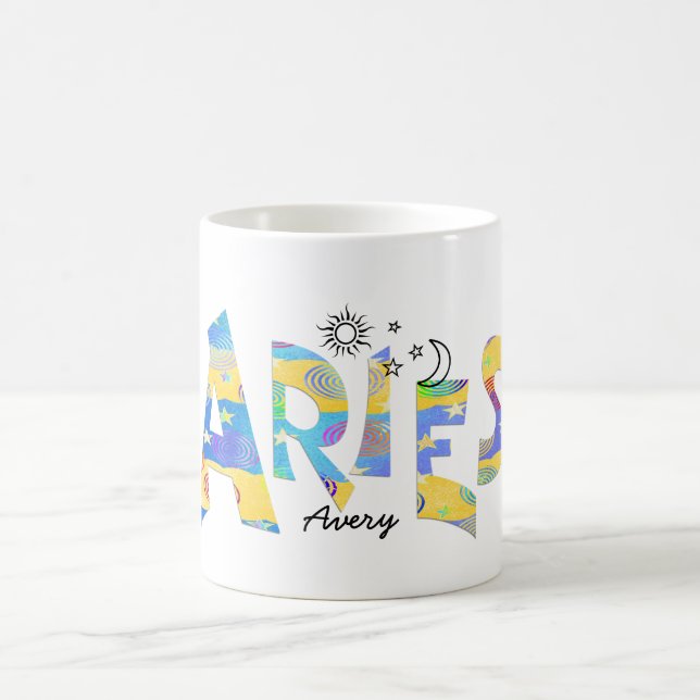 Personalize Name-Fun ARIES Birthday Zodiac Mug (Center)