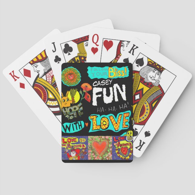 Personalize NAME  Fun Trendy Cartoon Collage Poker Cards (Back)
