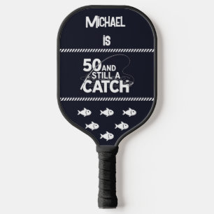 Personalize Name Funny Fishing 50th Birthday Gift Pickleball Paddle