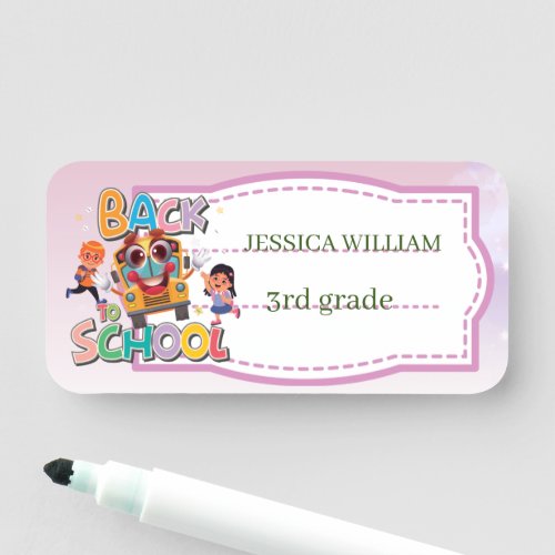 Personalize Name Funny School Bus Back To School   Name Tag