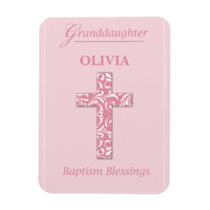 Personalize Name Granddaughter Baptism Pink Girl Magnet