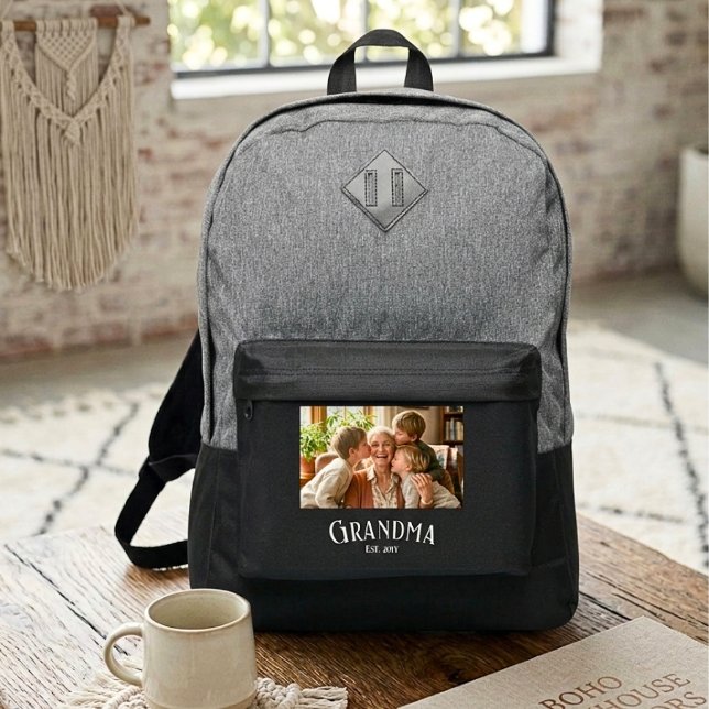 Personalize Name Grandma Est Year 1 Photo Port Authority® Backpack (Creator Uploaded)