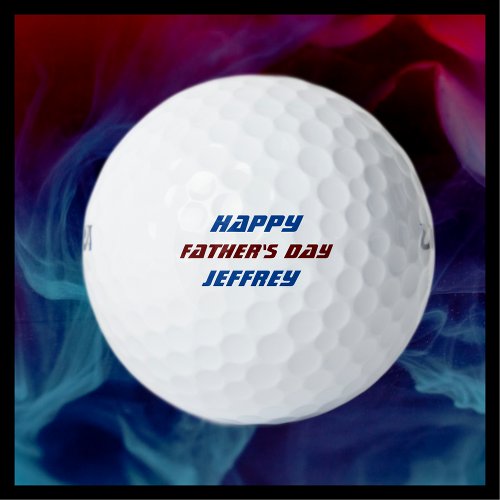 Personalize Name Happy Fathers Day Blue Burgundy Golf Balls