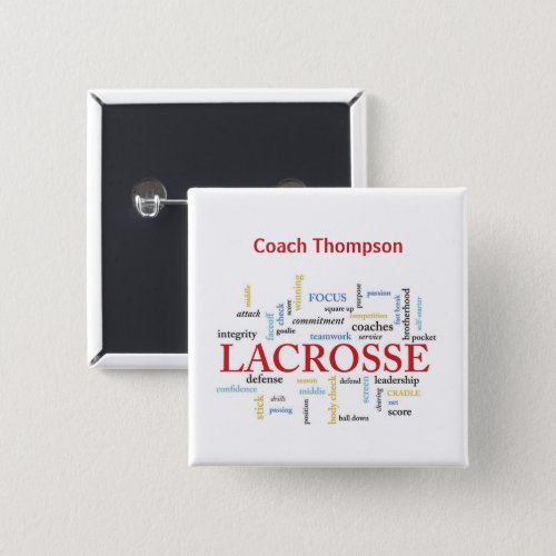 Personalize Name Lacrosse Coach Thanks Words Button