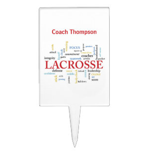 Personalize Name Lacrosse Coach Thanks Words Cake Topper