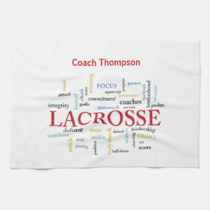 Personalize Name Lacrosse Coach Thanks Words Kitchen Towel