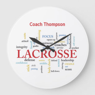 Personalize Name Lacrosse Coach Thanks Words Large Clock