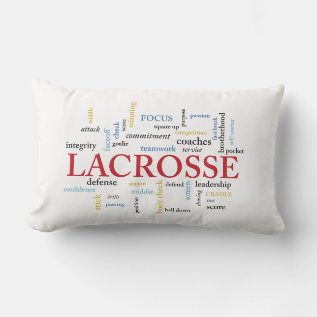 Personalize Name Lacrosse Coach Thanks Words Lumbar Pillow (Front)