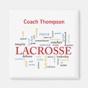 Personalize Name Lacrosse Coach Thanks Words Magnet